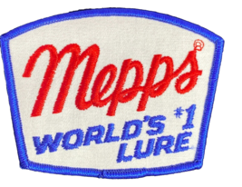 Mepps Fishing Patch Lure Advertising Patch  3” X 3 3/4”  Worlds #1 Lure ... - £3.93 GBP