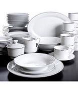 Studio White Fine Porcelain China  65 Piece Platinum Banded Dinnerware S... - £264.57 GBP