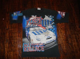 Vintage Rusty Wallace Shirt Mens Large Black All Over Print Nascar Mille... - $133.65