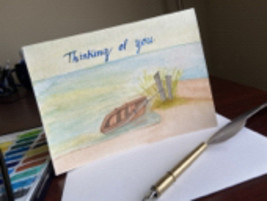 Thinking of you- handpainted card- watercolor card- buy 2 for $6 - £3.18 GBP