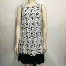 Kensie S Dove Combo Black White Lace Overlay Sleeveless Mini Dress - £28.14 GBP