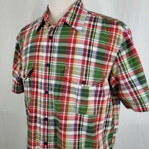 Eddie Bauer Multi Color Plaid Mens Shirt Large Short Sleeve Button Up Co... - $12.99