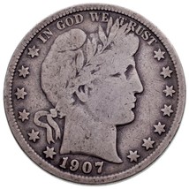 1907-S 50C Barber Half Dollar in VG Condition, Natural Color - £32.37 GBP