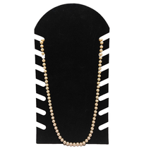 Marvella Champagne 30&quot; Simulated Faux Pearl Signed Knotted Necklace Vintage 50&#39;s - $22.93