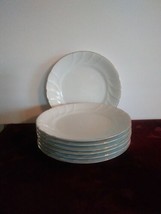 Set of 7 Mikasa White Wedding Band Gold Salad Luncheon Plates 8” - £44.68 GBP