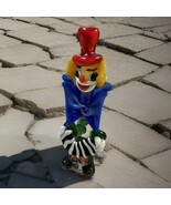 Murano  Glass Clown Figurine Accordion Red Hat Colorful Whimsical Decor - $8,539.21 MXN