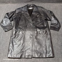 Vintage SSatori Soft Leather Jacket Women Medium Long Black - $32.34