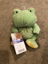 Carters Just One Year Green Frog Blue Tummy Circle Plush Baby Toy NEW 9&quot; - £11.81 GBP