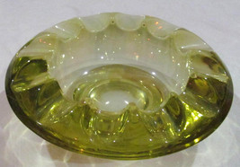 Vintage Blenko Citrine Green Color Depression Pressed Glass Cigarette As... - $75.99