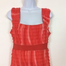 Frank Lyman Coral Tiered Ruffle Dress Size 4 Style 11670 Bra Friendly Wi... - £55.91 GBP