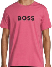 Hugo Boss Men&#39;s  Pink Black Logo Cotton Regular Fit T-Shirt Size 2XL - £47.23 GBP