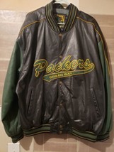 Vintage GIII Carl Banks Green Bay Packers Leather Jacket NFL Coat Size XXL 2XL - £94.09 GBP