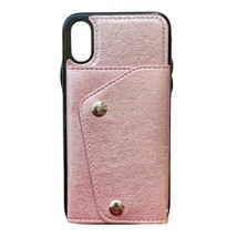 iPhone X Protective Phone Case w Wallet &amp; Lanyard in Rose Gold Pink Faux Leather - £9.15 GBP