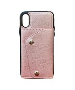 iPhone X Protective Phone Case w Wallet &amp; Lanyard in Rose Gold Pink Faux... - £9.06 GBP