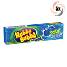 5x Packs Wrigley&#39;s Hubba Bubba Sour Blue Raspberry Bubble Gum ( 5 Piece Packs ) - £8.91 GBP