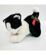 Applause Cat Black White Holly Christmas Plush Stuffed 10&quot; Vintage Toy B304 - €17,35 EUR
