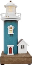 8.5&quot; H Wood Lighthouse Decor, Handcrafted Nautical Decor Lighthouse Figu... - £26.40 GBP