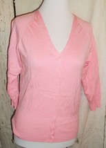 Ellemenno Vtg 90s Juniors Pink Button Front knit light weight Sweater XL - £12.54 GBP