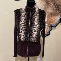 Faux Fur Sweater Jacket with Rhinestones Mobwife - $23.15