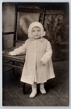 RPPC Adorable Little Girl In Her Coat And Bonnet With Bows c1920 Postcard L21 - £7.15 GBP