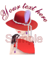 Logo lady in Red Hat purple feather  - $16.00
