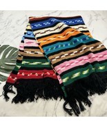 Vintage Handmade Crochet Knit Afghan Throw Blanket Colorful Stripes Frin... - $65.33