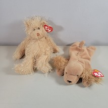 Ty Beanie Babies Lot Punkies Frizzy The Bear and Spunky Dog Plush Retired - £10.74 GBP