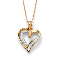 PalmBeach Jewelry 1/10 TCW Diamond Heart Pendant Necklace in 10k Yellow Gold 18&quot; - £151.38 GBP