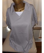 Gray Faux V-Neck Pullover Short Sleeve Large - NEW! - $5.93