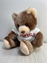 Russ Berrie NASA white t-shirt plush brown vintage sitting teddy bear #582 - £7.83 GBP