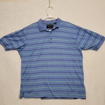 Donald Trump Men&#39;s Polo Shirt Sz M Medium Blue Short Sleeve Striped Casu... - £16.62 GBP