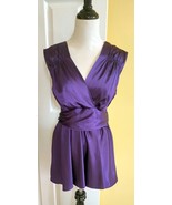 SIMPLY VERA WANG Satiny Purple Stretch Grecian Sleeveless Blouse w/ Back... - $29.48 CAD
