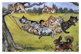 rp13800 - Louis Wain Cats sleep on a hammock - Catnap - print 6x4 - $2.80