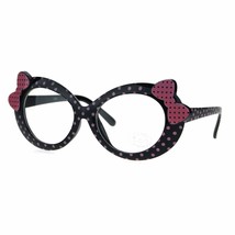Womens Clear Lens Glasses Polka Dot Ribbon Bow Cute Oval Frame Eyeglasses - £7.81 GBP