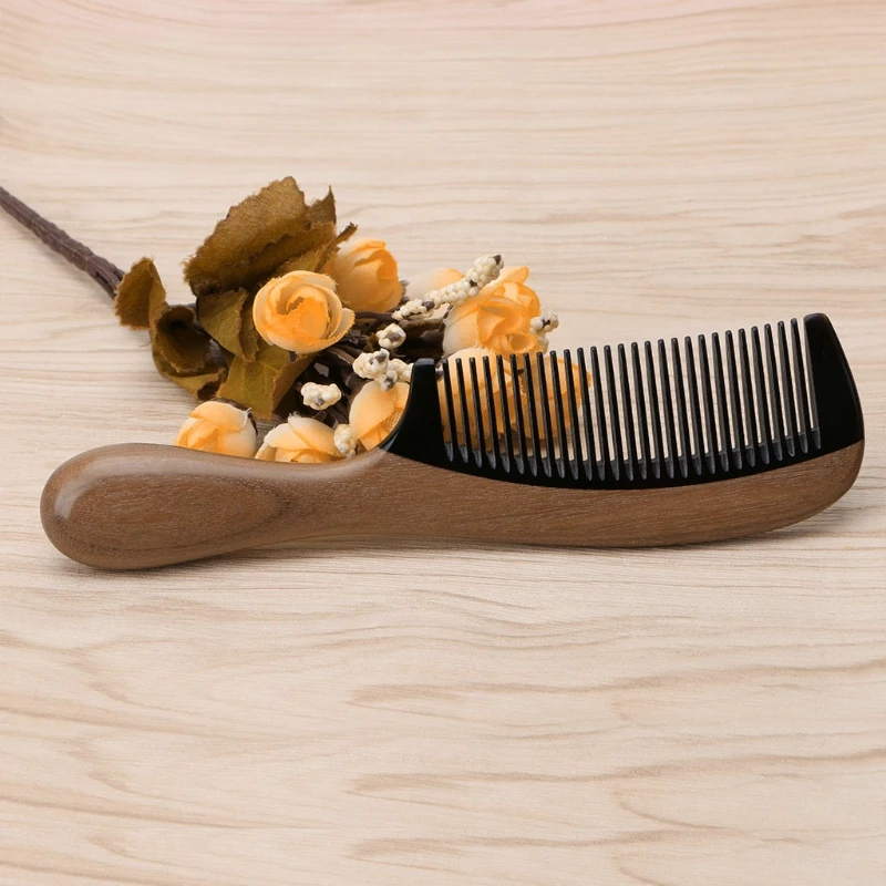 Sporting Pro Natural Ox Horn Green Sandalwood Fragrant Comb Wooden Handle Combs  - £23.90 GBP
