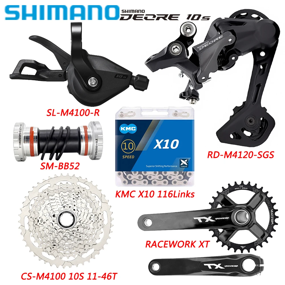Shimano Deore M4100 Groupset 1X10 Speed Derailleurs For Mtb Bike Racework Xt Cra - £413.28 GBP