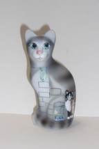 Fenton Glass Stylized Tuna Cat Kitten w Stray Alley Cats Ltd Ed K Barley #3/23 - £180.75 GBP