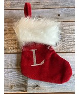 Mini Christmas Stocking - Letter &quot;L&quot; Embroidered - Red With White Fuzzy ... - €21,58 EUR