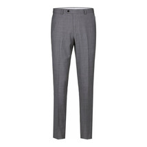 Men Renoir Flat Front Pants 100% Wool Super 140's Classic Fit 508-3 Mid gray image 3