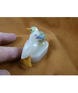 (Y-BIR-SO-406) pair of Songbirds green + white love bird gemstone STONE ... - $246.68 MXN