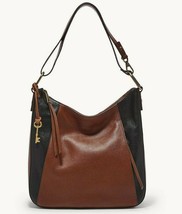 Fossil Talia Hobo Shoulder Bag Brown Black Leather SHB2803914 NWT $228 FS - £88.03 GBP