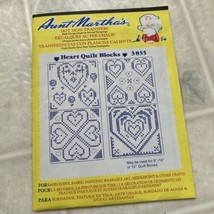 NEW Vintage Aunt Martha&#39;s Hot Iron Transfers #3855 Heart Quilt Blocks - $9.49