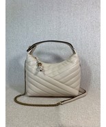 NEW TORY BURCH NEW CREAM KIRA CHEVRON SMALL CRESCENT BAG - $428 - $428.00