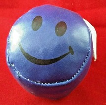Hacky Sack Footbag Kickball Happy Face Emoji Blue Black  2in. Novelty 3+ Smiley - £5.49 GBP