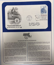 American Mail Cover FDC &amp; Info Sheet Massachusetts Statehood 1988 - £17.76 GBP