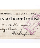 1915 Kineo Trust Company Bank Check E.A. Sampson Dover Maine Signed 7042... - $371.88 MXN