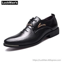 Brand Classic Man Pointed Toe Dress Shoes Mens Pu Leather Black Wedding Shoes Ma - £24.82 GBP