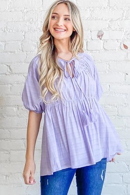 And The Why Textured Pintuck Blouse Top with Tassels - $37.00