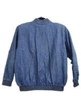 Denim Jacket Vtg Womens Sz S Faux Leather &amp; Animal Print Applique Studs Zip Up - £26.07 GBP