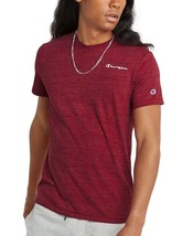 Champion Men&#39;s Powerblend Slim-Fit Embroidered Logo T-Shirt Cranberry-Medium - £13.30 GBP